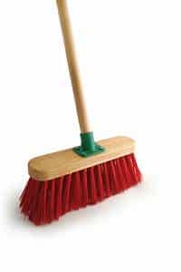 Wooden Broom With 13" Head, Red PVC Bristles And Fitted Handle