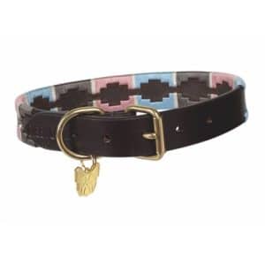 SHIRES DIGBY & FOX DROVER POLO DOG COLLAR NVY/PNK/NAT Medium