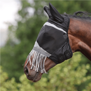 Shires FlyGuard Pro Fine Mesh Fly Mask With Ears & Nose Fringe