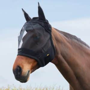 Hy Equestrian Fly Mask with Ears - Black - Medium